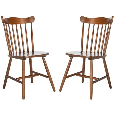 Walnut Slat Back Windsor Dining Chair Set of 2