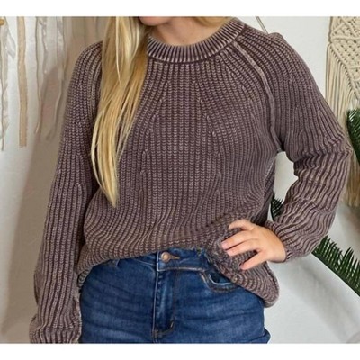 Women's Washed Crewneck Sweater - Blu Pepper
