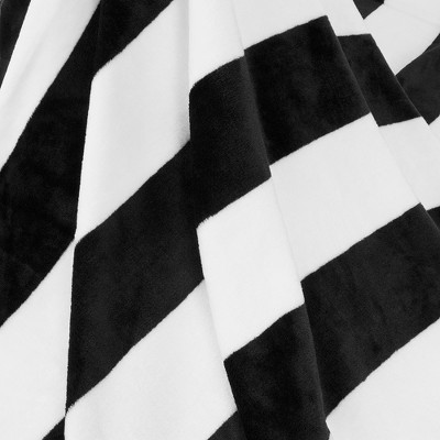 Black and White Striped Fleece Throw Blanket