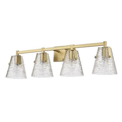 Analia Modern Gold 4-Light Vanity with Textured Glass Shades