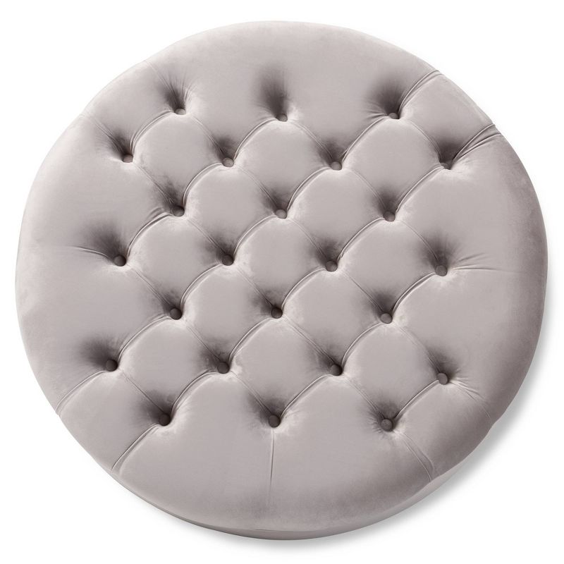 Palfrey Velvet Fabric Upholstered Button Tufted Cocktail Ottoman Gray - Baxton Studio, 3 of 8
