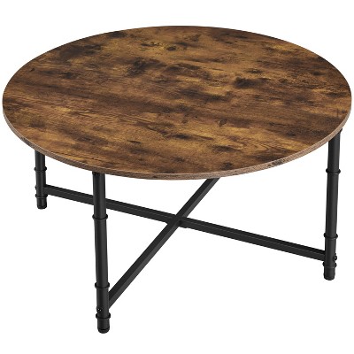 Yaheetech Industrial Coffee Table with Storage Shelf for Living Room, Rustic Brown