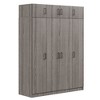 YOOCOZZ Modern 4-Door Freestanding Wardrobe with One Lockable Drawer and Top Cabinets - 3 of 4