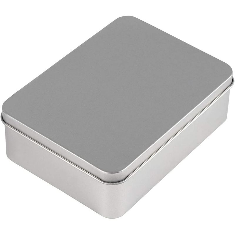 Juvale 6-Pack Silver Metal Cookie Tins with Lids - Small Rectangular Tins for Gift Giving, Home Organization (4.9x3.7x1.6 In), 5 of 7