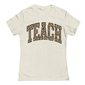Social Collective Women's Leopard Teach Short Sleeve Graphic Cotton T-Shirt - 1 of 3