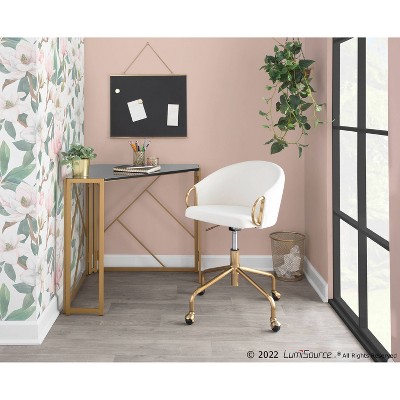 Claire Cream Velvet and Gold Metal Task Chair