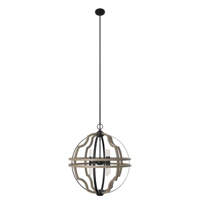 Hunter Fans 25.5" Stone Creek Ceiling Light French Oak Finish - Rustic Pendant with 8 Bulbs for Farmhouse Style Spaces