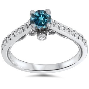 Pompeii3 5/8ct Vintage Blue Diamond Engagement Ring 14K White Gold - 1 of 4