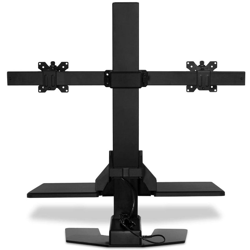 Mount-It! Electric Standing Desk Converter, Motorized Sit Stand Desk w/ Dual Monitor Mount & iPhone/Tablet Slot, Height Adjustable Workstation, 4 of 12