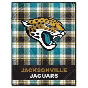 NFL Jacksonville Jaguars Plaid Oversized Ultra Cozy Throw Blanket - 1 of 2
