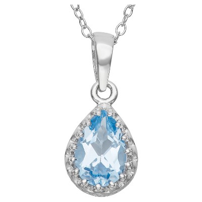 Pear-Cut Aquamarine Crown Pendant in Sterling Silver