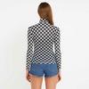 Women's Grid Print Sheer High Neck Top– Cherie Code Black L - 2 of 4