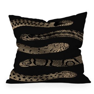 26"x26" Deny Designs Emanuela Carratoni Vintage Snake Square Outdoor Throw Pillow Black/Gold: Abstract Design, Polyester Fill - 1 of 4