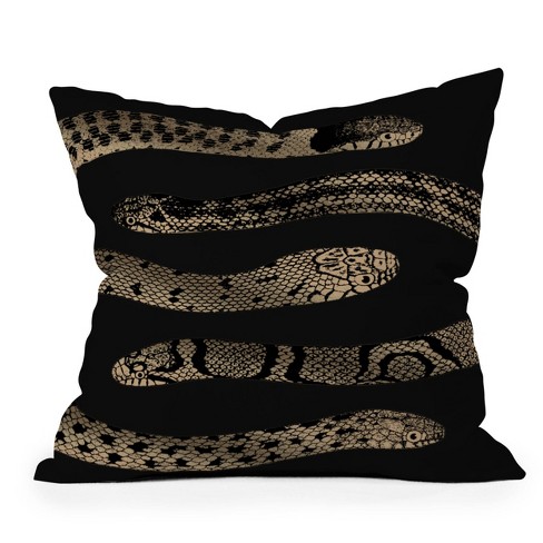 26"x26" Deny Designs Emanuela Carratoni Vintage Snake Square Outdoor Throw Pillow Black/Gold: Abstract Design, Polyester Fill - image 1 of 4