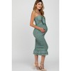 PinkBlush Green Gingham Print Smocked Fitted Self-Tie Maternity Midi Dress - 3 of 4