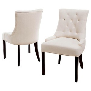 Hayden Tufted Fabric Dining Chair Wood/Beige (Set of 2) - Christopher Knight Home