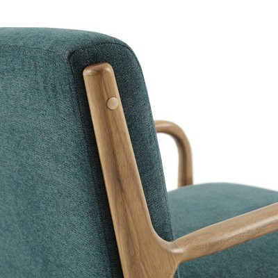 Mid-Century Teal Lounge Chair with Elm Wood Frame