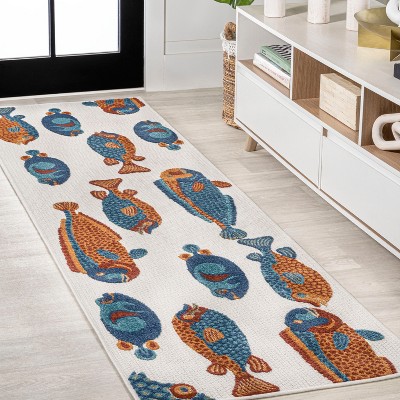 2' x 8' Algarve Modern Fish High-Low Indoor/Outdoor Runner Rug