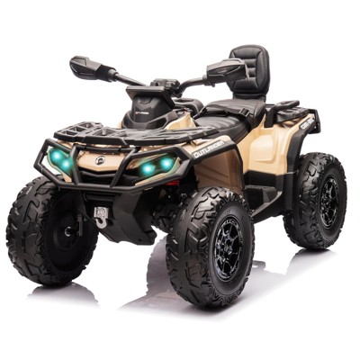 12V Electric Kids ATV Ride-On, 2 Seater Toy Car with Remote Control, LED Lights, Music, Spring Suspension, 2-4 MPH
