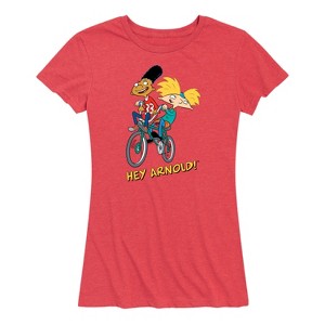 Women's - Hey Arnold! - Arnold and Gerald Bike Short Sleeve Graphic T-Shirt - 1 of 4