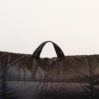 Black Polyester Bean Bag Chair with Drink Holder and Pocket