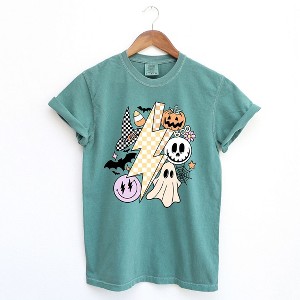 Simply Sage Market Women's Lightning Bolt Halloween Short Sleeve Garment Dyed Tee - 1 of 2