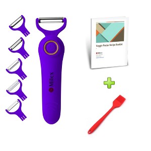 Insta 5-in-1 Electric Peeler with Recipe Book & Oil Brush – Purple - 1 of 4
