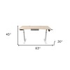 HomeRoots Adjustable Height Oak and White Metal And Wood Hi Low Sit Or Stand Desk - 3 of 4