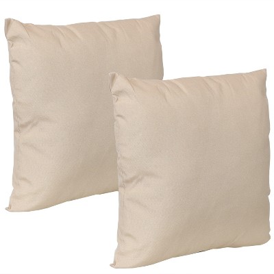 Sunnydaze Indoor/Outdoor Weather-Resistant Polyester Square Decorative Pillow with Zipper Closure - 17" x 17" - Beige - 2pk