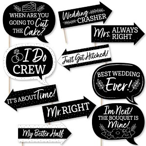 Big Dot of Happiness Funny Mr. and Mrs. - Black and White Wedding or Bridal Shower Photo Booth Props Kit - 10 Piece - 1 of 4