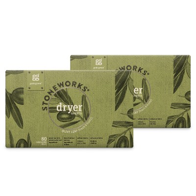 Grab Green Stoneworks Dryer Sheets, 80 Sheets, Olive Leaf Scent - 2-pack (160 Total Sheets)
