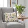 Ellis Curtain Regency Jacobean Floral Print Decorative Cotton Rope Corded Edge Toss Pillow 17" x 17" Grey - 2 of 4