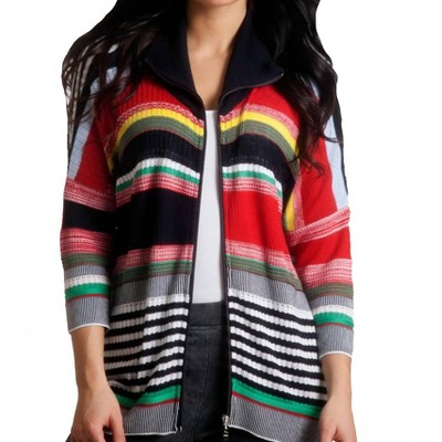 Women's Multi Striped 3/4 Sleeve Cardigan - ANGEL