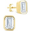SHINE by Sterling Forever Sterling Silver Emerald Cut Bezel Set Stud Earrings - 3 of 4