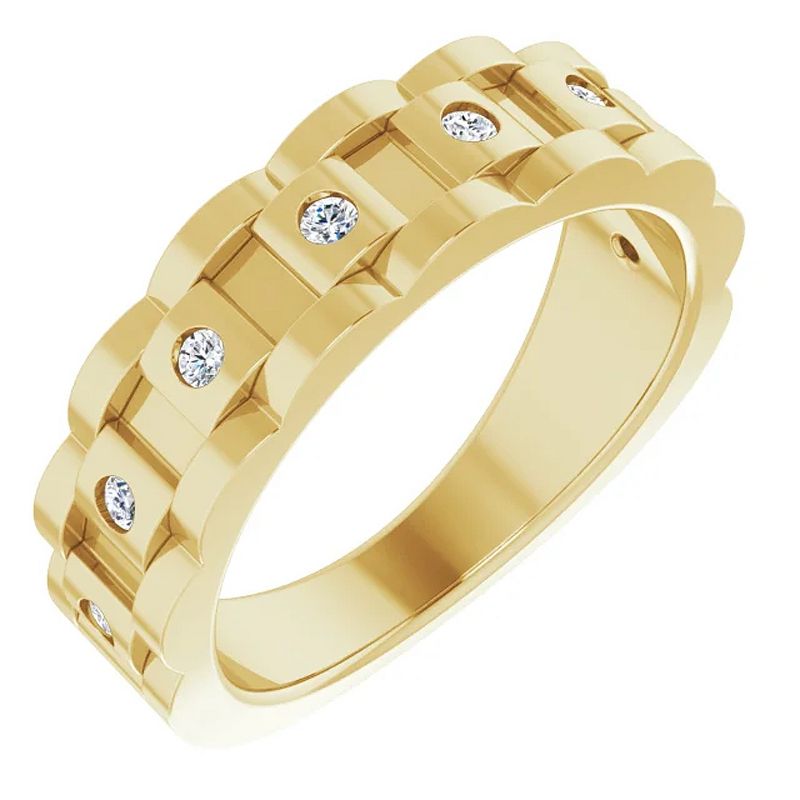 Pompeii3 1/4 Ct Mens Diamond Wedding Ring Yellow Gold Chain Link Band, 3 of 5