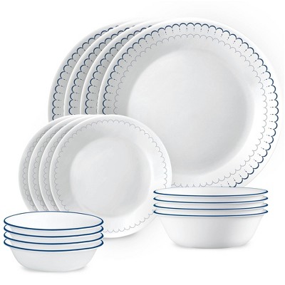 Corelle 18pc Vitrelle Embossed Bella Faenza Dinnerware Set White : Target