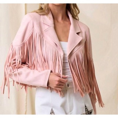 Women's Dutton Suede Fringe Motto Jackets - Saints & Hearts