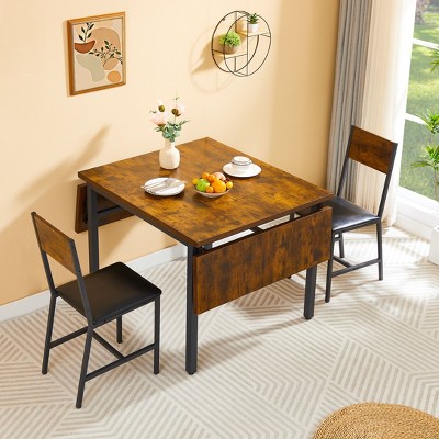 NicBex Rustic Wooden Extendable Dining Table with Drop Leaves,Modern Folding Kitchen Table for Small Spaces,Dining Room Furniture
