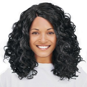 Synthetic Lace Front Kinky Curly Wig Natural Looking L Part Heat Resistant Daily Party Costume Full Head Hair for Women - 1 of 4