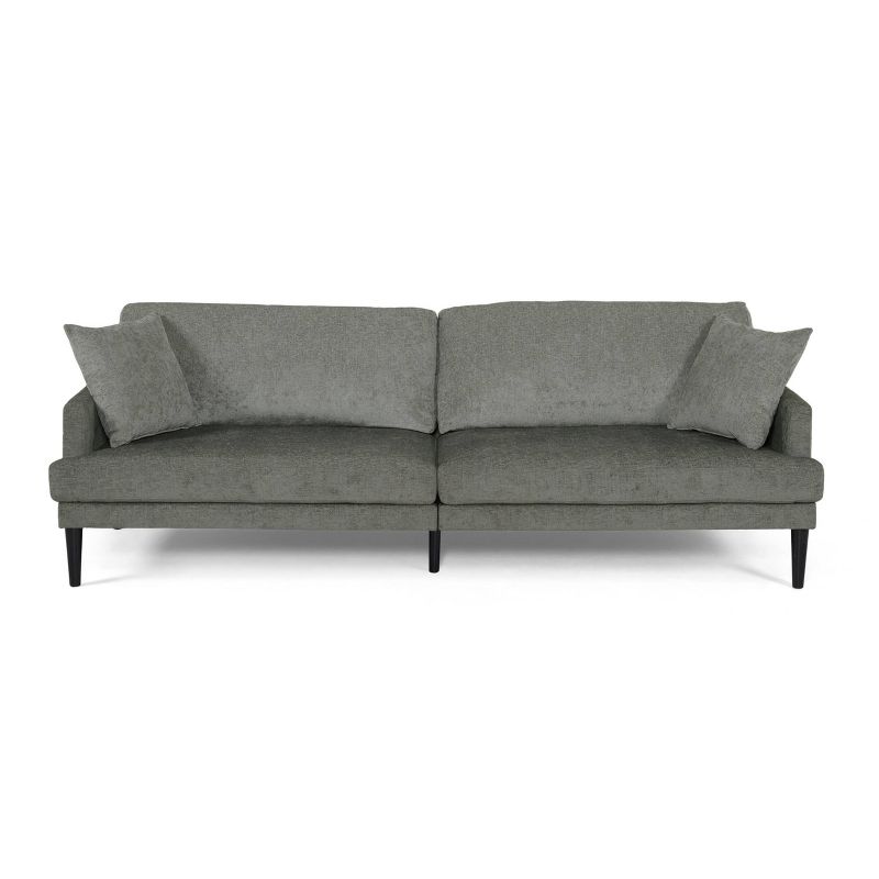 Malverne Contemporary 3 Seater Fabric Sofa with Accent Pillows Gray/Dark Brown - Christopher Knight Home, 1 of 12