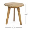 16'' Acacia Wood Round Side Table with Tripod Legs,Small Modern Nightstand for Bedroom or Living Room-Cuddlewood - 4 of 4