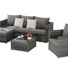 Outdoor Sofa Set, 6 Pcs Furniture Set, Wicker Sofa With Cushions,  L- Shaped Sofa, Detachable Lounger and Coffee Table -Coolbibila - 4 of 4
