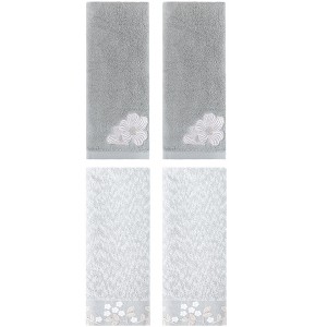 REGALWOVEN 4 Pcs 100% Cotton Floral Embroidered Soft Absorbent Decorative Hand Towel - 1 of 4
