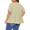 Agnes Orinda Women's Plus Size Short Sleeve Crew Neck Floral Casual Babydoll Blouses - 4 of 4