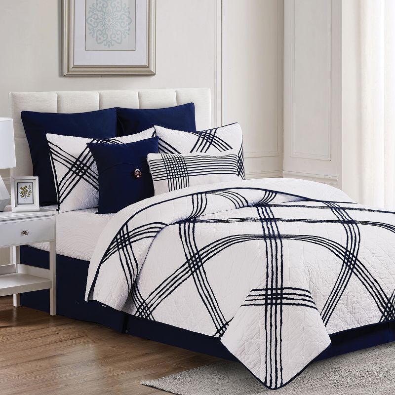 C&F Home Davey Blue Cotton Quilt Set  - Reversible and Machine Washable, 1 of 10