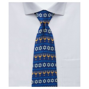 Jacob Alexander Men's Hanukkah Stripe Clip-On Necktie - Navy - 1 of 4