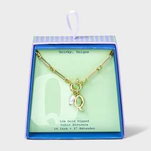 14K Gold Dipped Pearl Charm on Chain Initial Necklace - A New Day Gold - 1 of 4