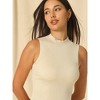 Hobemty Women's Ribbed Blouse Basic Mock Neck Sleeveless Knitted Tops - 4 of 4