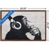 Trends International Chimp with Headphones on Wall Framed Wall Poster Prints - 3 of 4