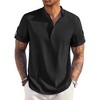 COOFANDY Henley Shirt Short Sleeve Band Collar Linen Shirt Hippie T-Shirts - 2 of 4
